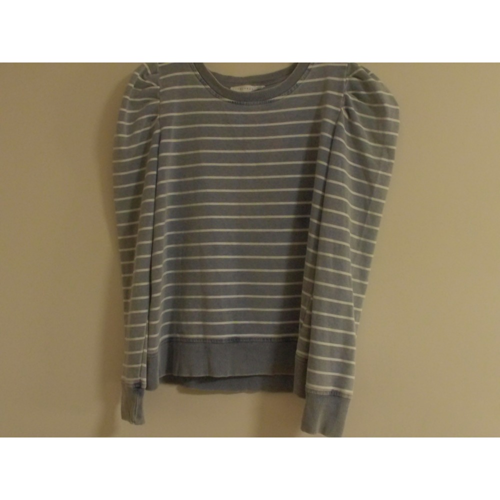 Jane + Delancey Blue White Striped Puff Shoulder Sweatshirt XS